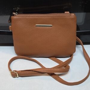 OSFM Manmade Brown Crossbody Small Zippered Purse